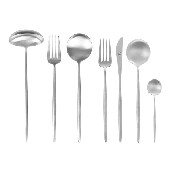 Moon Cutlery - Brushed Steel - Sets - Cutipol - Flatware + Serving Pieces - 24 Piece Setting - HORNE