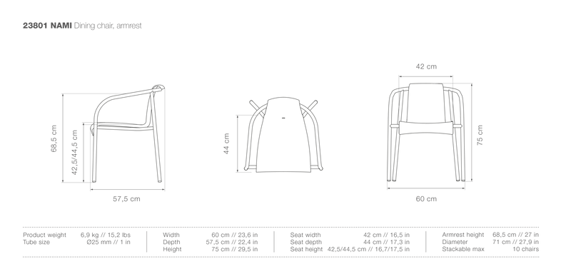 NAMI Outdoor Dining Chair w/Armrests - HOUE - Outdoor Furniture - Black - HORNE