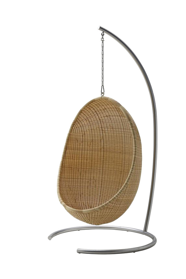 Nanna Ditzel Hanging Egg Chair Exterior - Sika Design - Outdoor Furniture - ArtFibre Natural - No Cushion - With Chain + Stand - HORNE