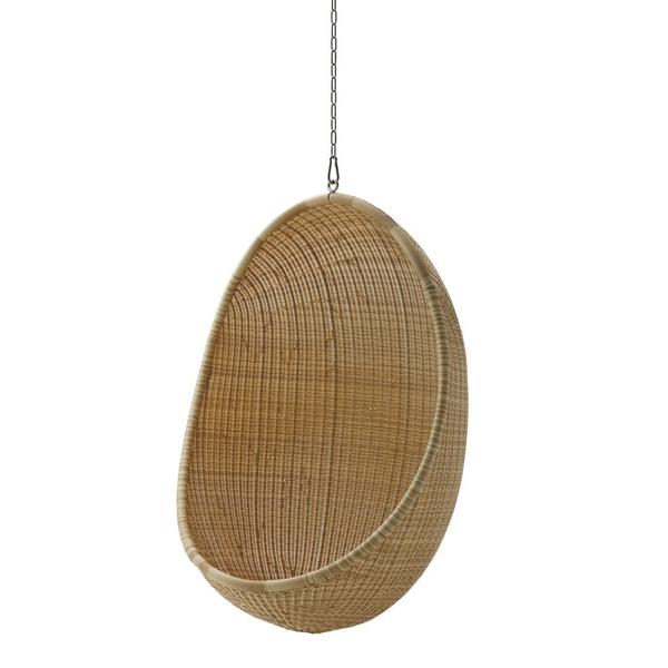 Nanna Ditzel Hanging Egg Chair Exterior - Sika Design - Outdoor Furniture - ArtFibre Natural - Sunbrella Sailcloth Seagull - With Chain - HORNE