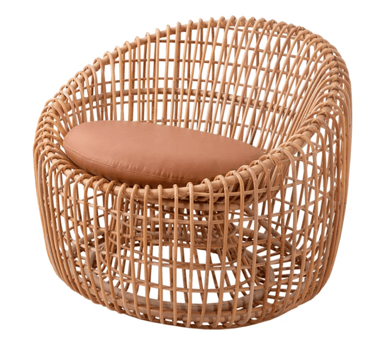 Nest Indoor Round Chair with Cushion - Cane Line - Chairs - Cognac Leather - HORNE