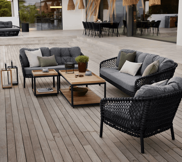 Ocean Large Lounge Chair - Cane Line - Outdoor Furniture - Dark Grey - Light Brown Cane - line Wove - HORNE
