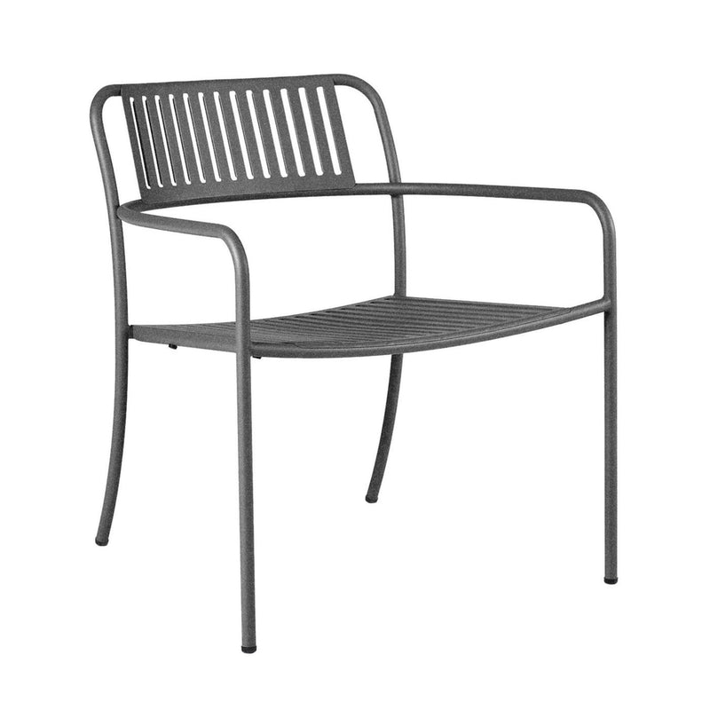 Outdoor Patio Slatted Lounge Armchair - Set of 2 - Tolix - Outdoor Furniture - Dark Grey - HORNE