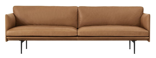 Outline Sofa 3 - Seater - Black Base - Muuto - Sofas - Refine Leather Cognac - HORNE