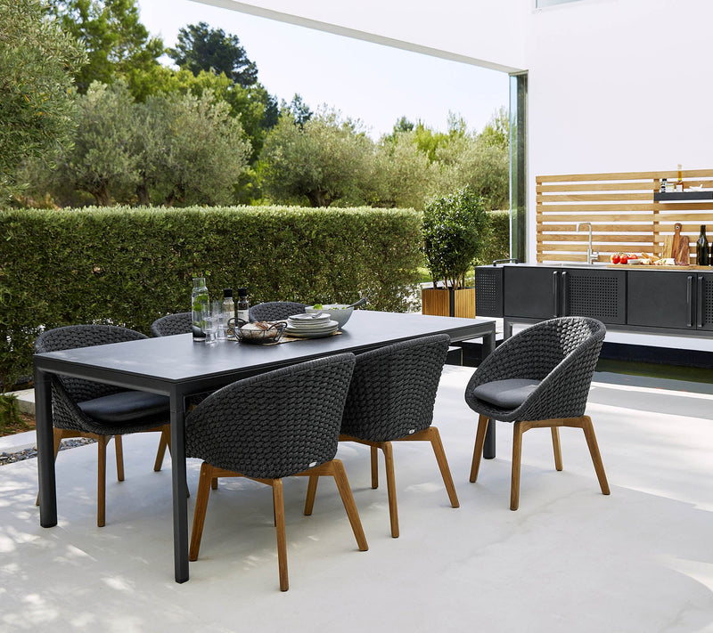 Peacock Chair With Teak Legs - Cane Line - Outdoor Furniture - Add Grey Cushion - HORNE