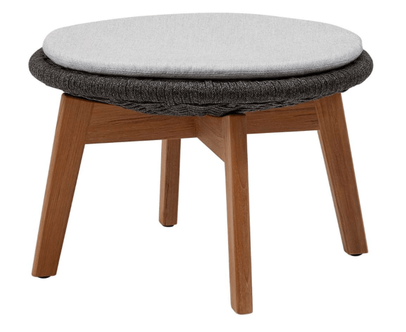 Peacock Footstool With Teak Legs - Cane Line - Outdoor Furniture - No Cushions - HORNE