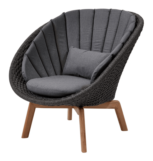 Peacock Indoor Lounge Chair - Cane Line - Chairs - Teak w/ Dark Grey - Natté Grey - HORNE