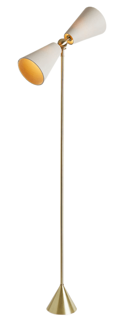 Pendolo Floor Lamp - Small - Workstead - Floor Lamps - Natural Linen - Hewn Brass - Black Cord - HORNE