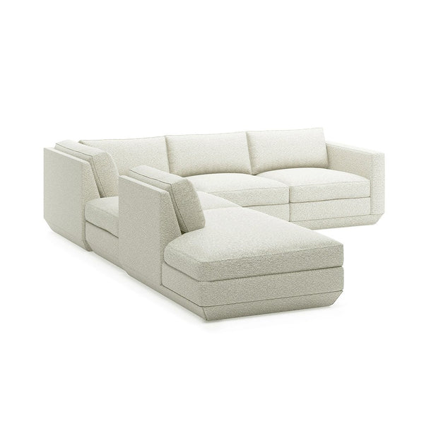 Podium Lounge Sectional: 5 - Seater - Gus* Modern - Sofas - Copenhagen Fossil - Left Facing - HORNE