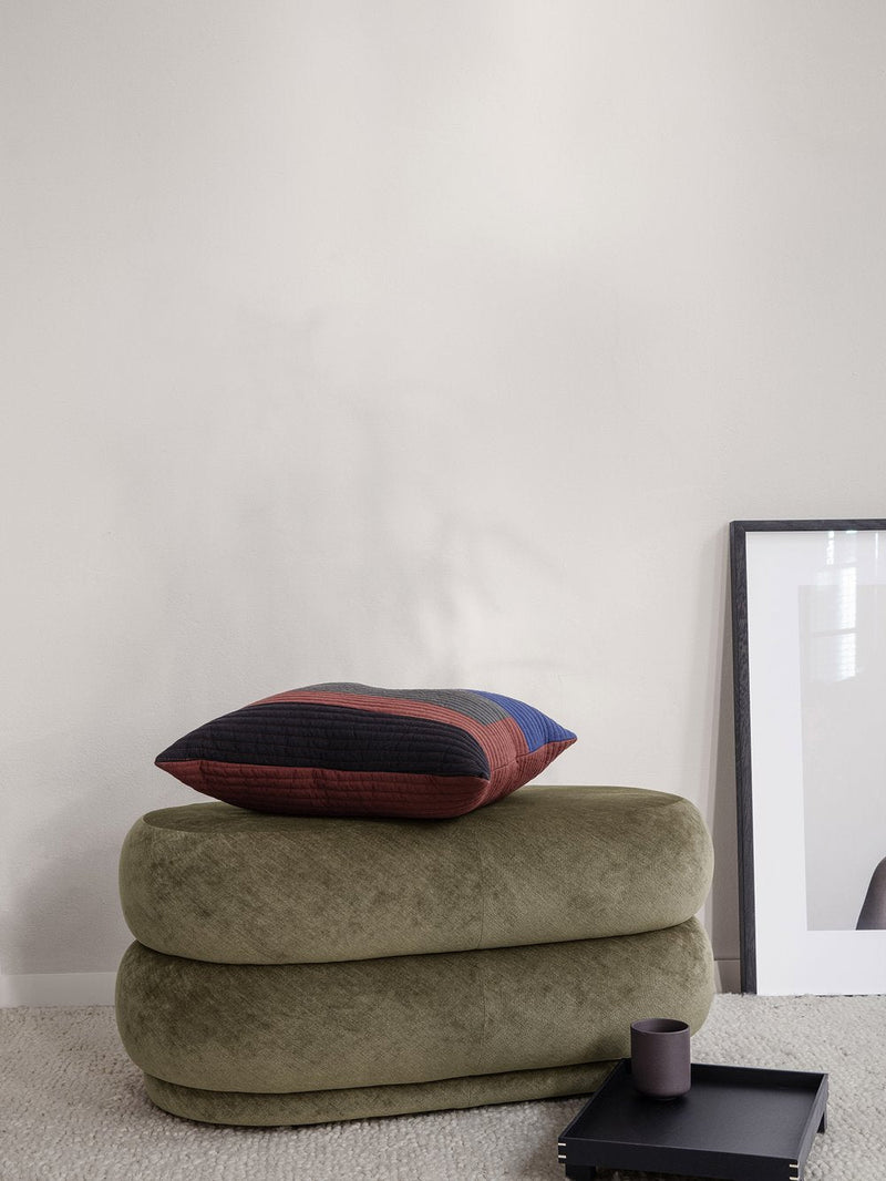 Pouf Oval Faded Velvet - Medium - Ferm Living - Stools + Benches + Ottomans - Beige - HORNE