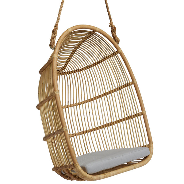 Renoir Rattan Hanging Swing Chair - Sika Design - Chairs - Natural - Sunbrella Sailcloth Seagull - HORNE
