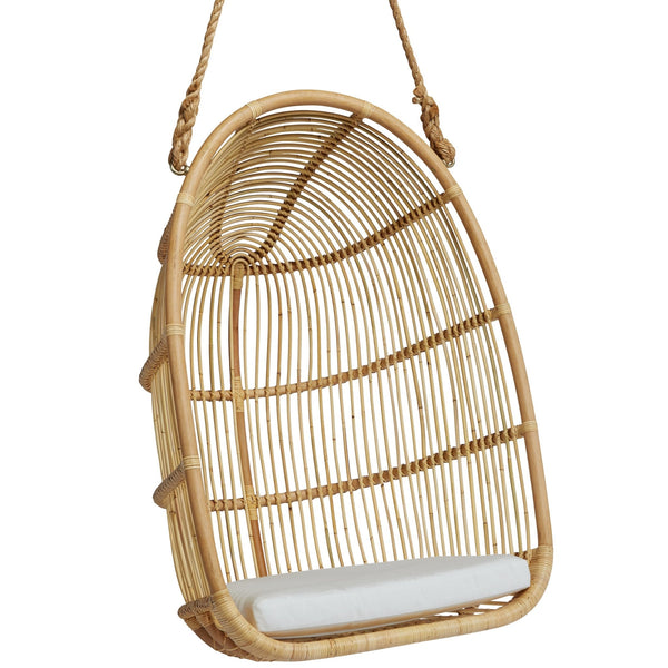 Renoir Rattan Hanging Swing Chair - Sika Design - Chairs - Natural - Tempotest White Canvas - HORNE