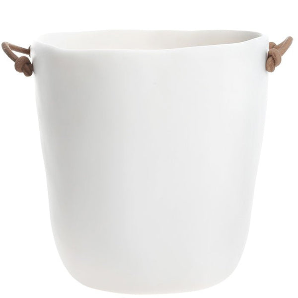 White Resin Champagne BucketLeather Handles - Tina Frey