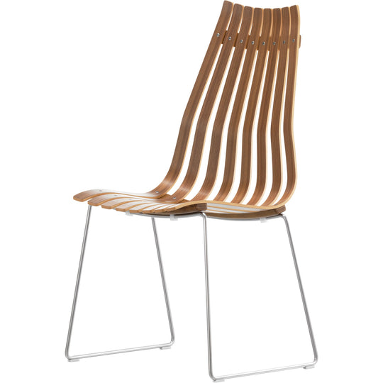 Scandia Prince Stackable Highback Chair - Fjordfiesta - Chairs - Oak Veneer with Satin Chrome Base - HORNE