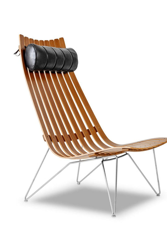 Scandia Senior Bolt Easy Chair - Fjordfiesta - Chairs - Oak Veneer + Satin Steel Bolt Base - No Headrest - No Sheepskin - HORNE