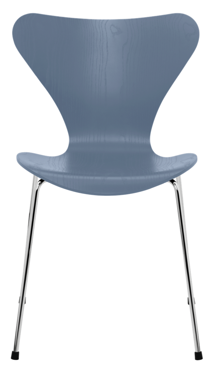 Series 7 - Colored Ash - Fritz Hansen - Chairs - Dusk Blue - Chromed Steel - HORNE