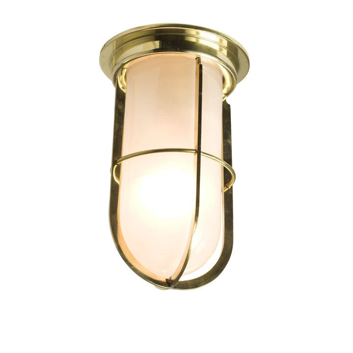Ship's Companionway Light With Guard - Davey Lighting - Ceiling Lights - Polished Brass - Frosted - HORNE