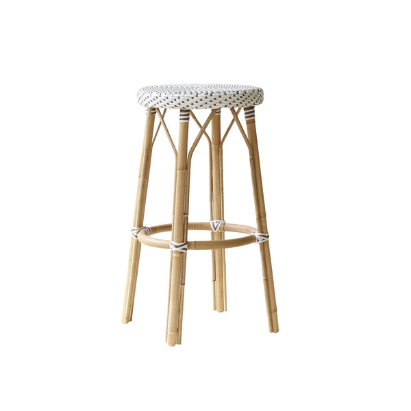 Simone Rattan Bar Stool - Sika Design - Stools + Benches + Ottomans - White / Cappuccino Dots - HORNE