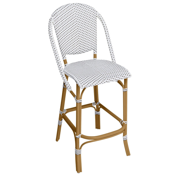 Sofie Bar Stool AluRattan - Sika Design - Stools + Benches + Ottomans - Almond - White / Cappuccino Dots - HORNE