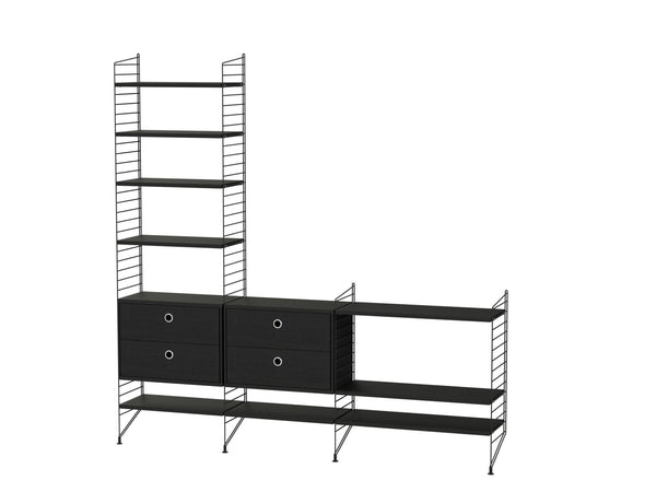 String Living Room Shelving - Unit J - String Furniture - Shelving - Black - HORNE