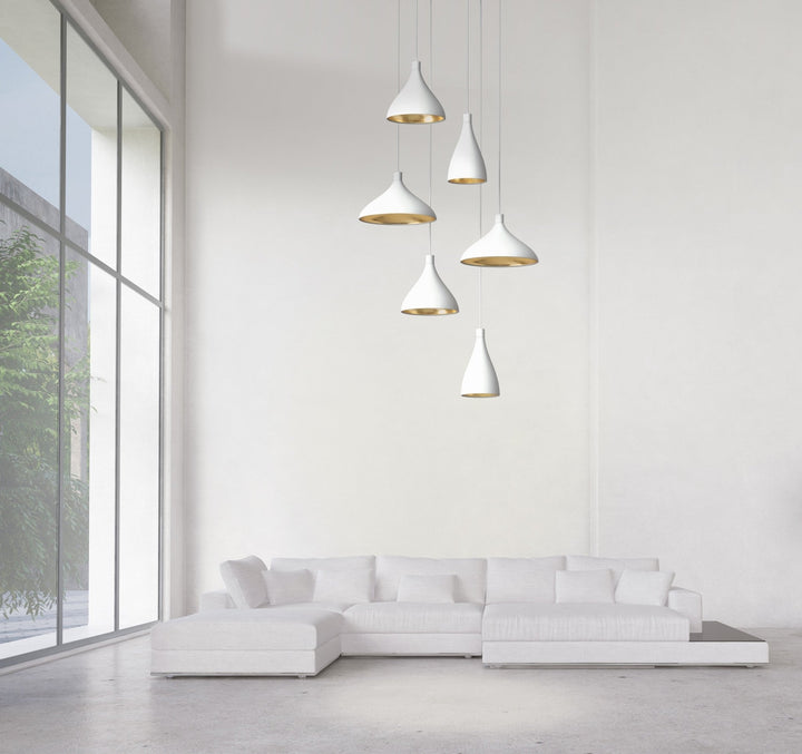 Swell Chandelier - Pablo Designs - Chandeliers - Set of 6 - White/Brass - HORNE