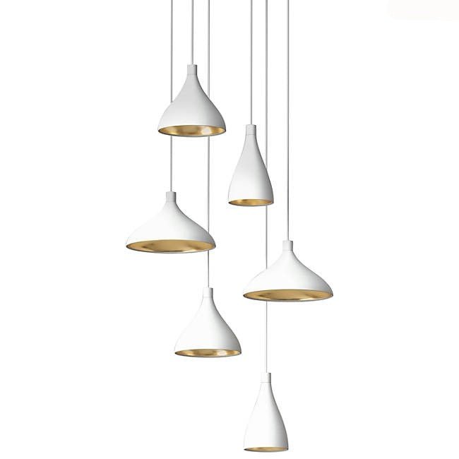 Swell Chandelier - Pablo Designs - Chandeliers - Set of 6 - White/Brass - HORNE