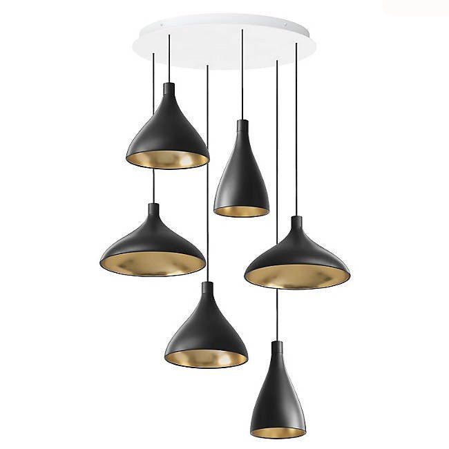 Swell Chandelier - Pablo Designs - Chandeliers - Set of 6 - Black/Brass - HORNE