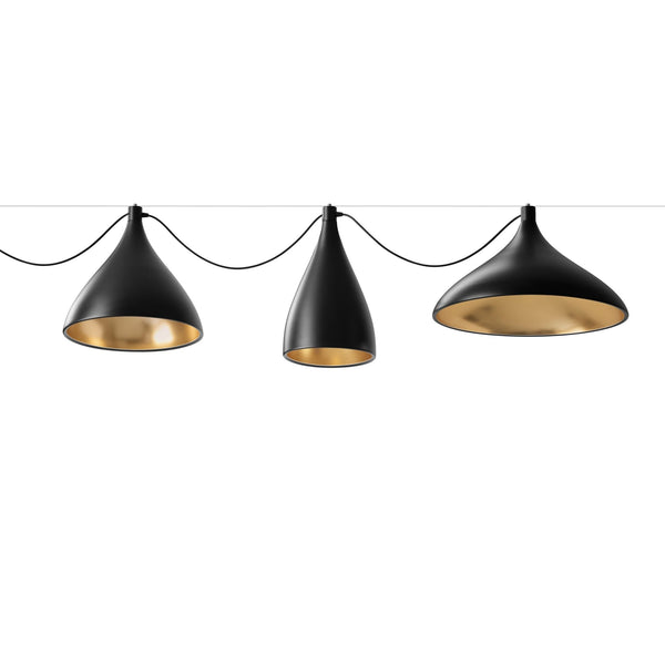 Swell XL String 3 Pendant - Mixed - Pablo Designs - Chandeliers - Black/Brass - HORNE