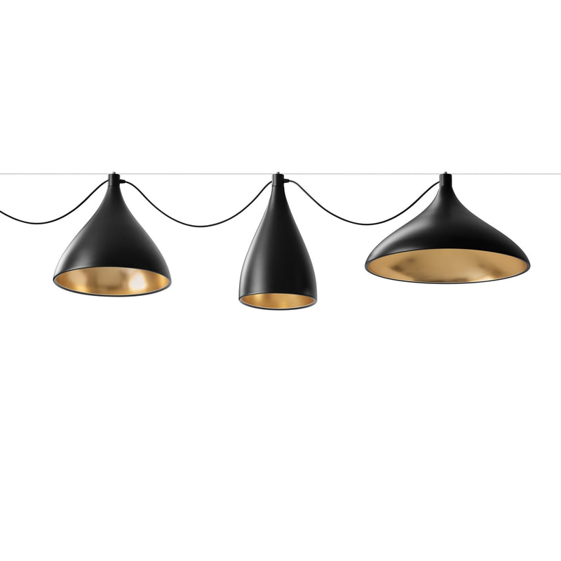 Swell XL String 3 Pendant - Mixed - Pablo Designs - Chandeliers - White/Brass - HORNE