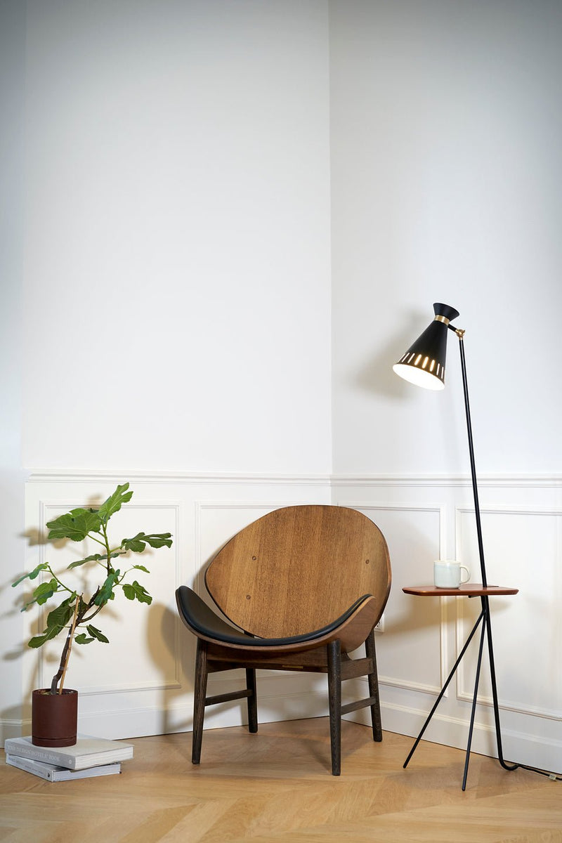 The Orange Lounge Chair - Upholstered Back and Seat - Warm Nordic - Chairs - Black Leather/ Black Oak - HORNE