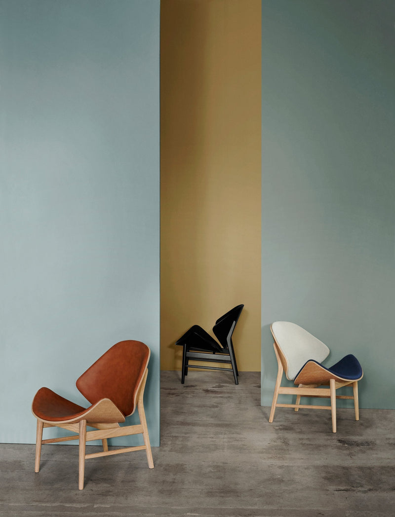 The Orange Lounge Chair - Upholstered Back and Seat - Warm Nordic - Chairs - Black Leather/ Black Oak - HORNE