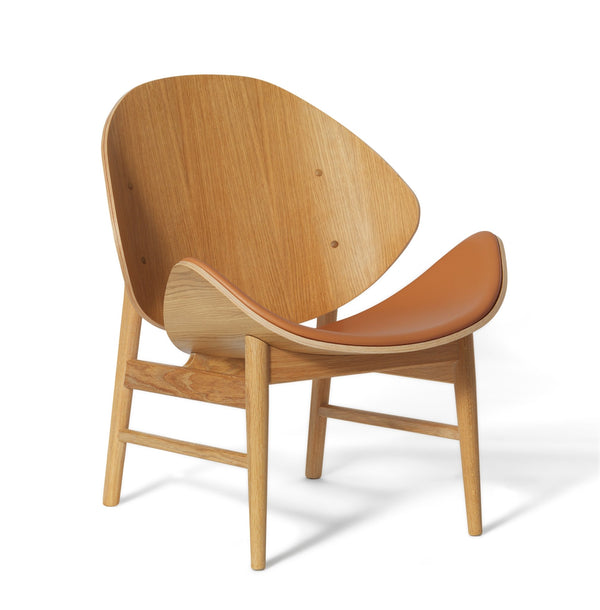 The Orange Lounge Chair - Upholstered Seat - Warm Nordic - Chairs - Cognac Leather/ Oak - HORNE