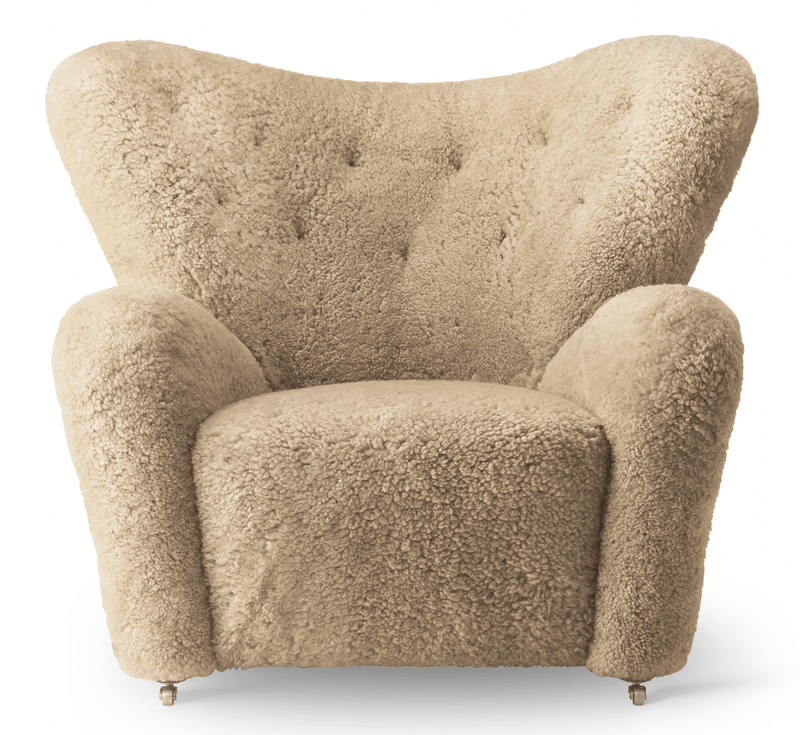 The Tired Man Chair & Footstool - Sheepskin - Audo Copenhagen - Chairs - Chair Only - Natural Oak - Honey - HORNE