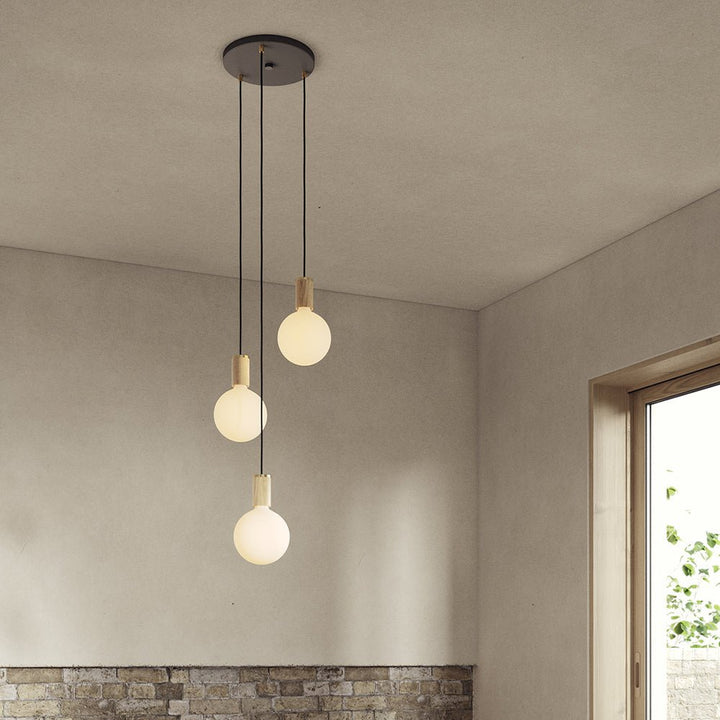 Triple Pendant - Tala - White - Walnut - Voronoi II - HORNE