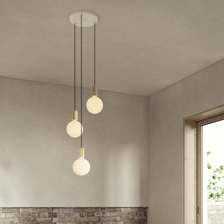 Triple Pendant - Tala - White - Walnut - Voronoi II - HORNE