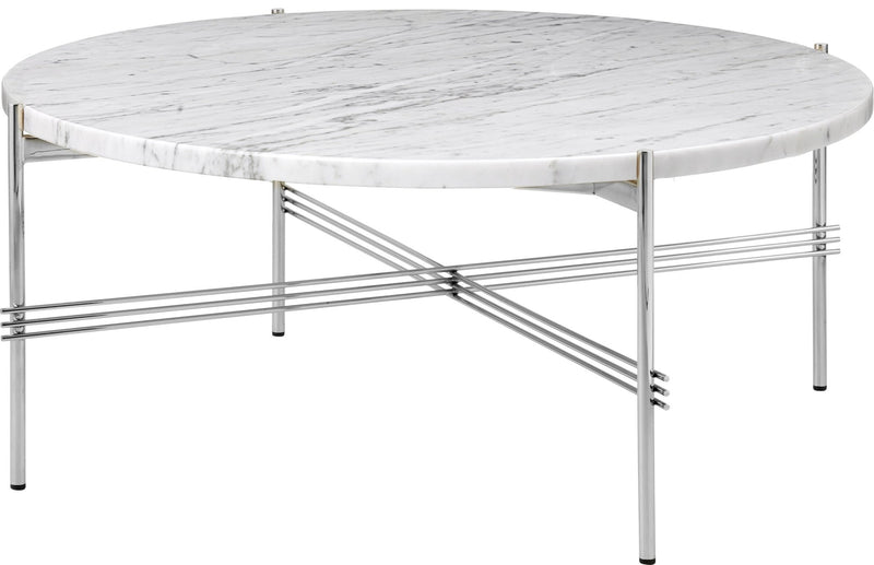 TS Coffee Table Round Ø 31.5 - Polished Steel - Gubi - Tables + Desks - Black Marquina Marble - HORNE