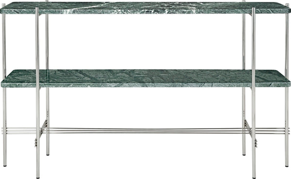 TS Console - 2 Racks - Polished Steel - Gubi - Tables + Desks - Green Guatemala Marble - HORNE
