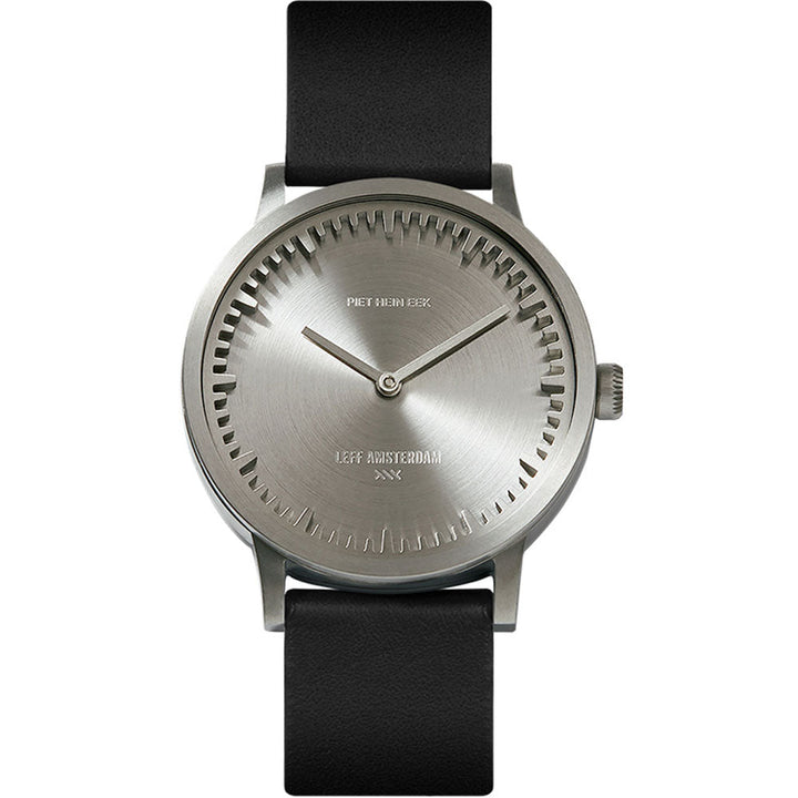 Tube Watch T32 - Leff Amsterdam - Clocks + Watches - Steel Face - Black Leather Strap - HORNE