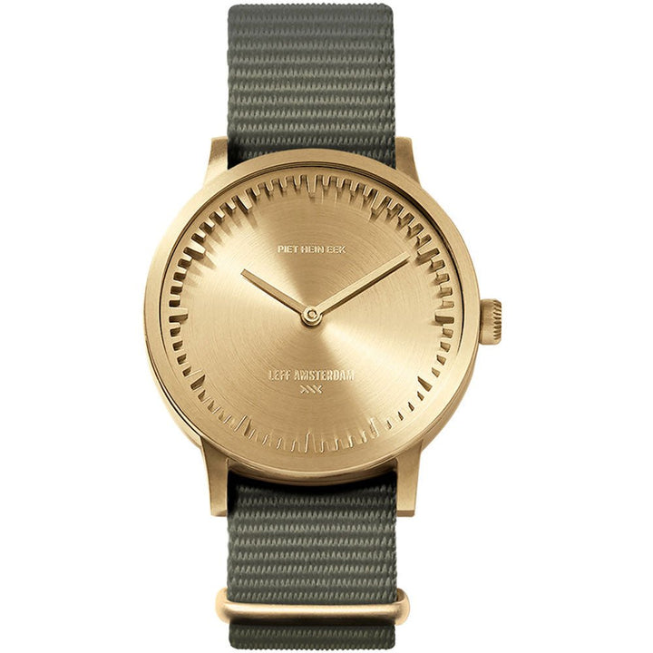 Tube Watch T32 - Leff Amsterdam - Clocks + Watches - Brass Face - Grey Nato Strap - HORNE