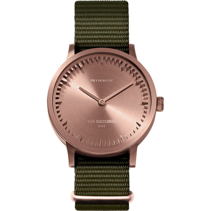 Tube Watch T32 - Leff Amsterdam - Clocks + Watches - Rose Gold Face - Green Nato Strap - HORNE