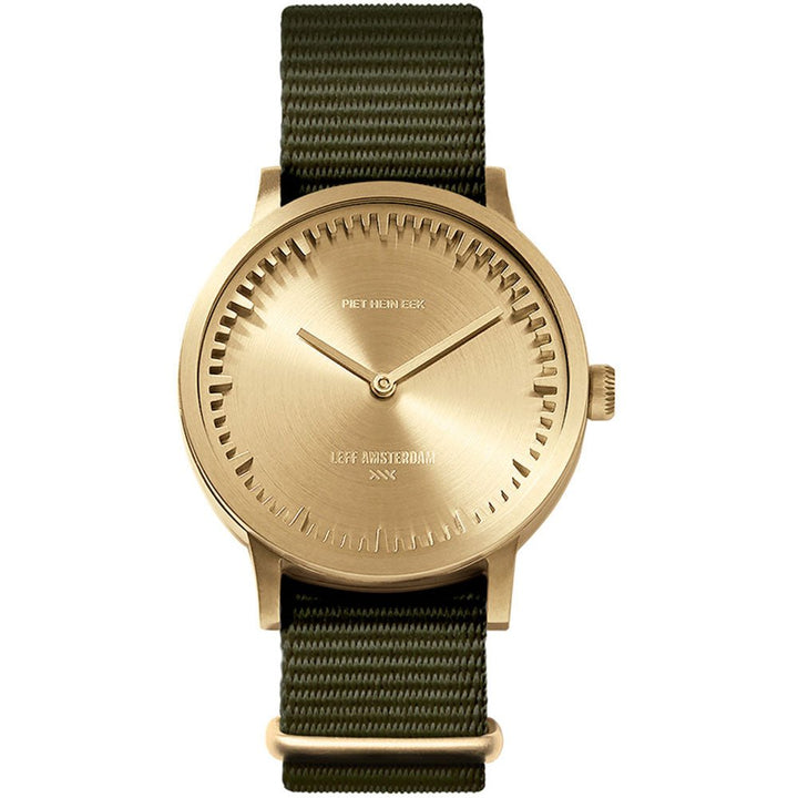 Tube Watch T32 - Leff Amsterdam - Clocks + Watches - Brass Face - Green Nato Strap - HORNE