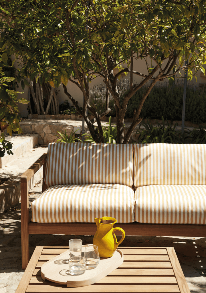 Virkelyst Sofa - Skagerak by Fritz Hansen - Outdoor Furniture - Teak / Sea Blue Stripe - HORNE